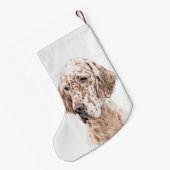 Engelse Setter Oranje Belton Painting Dog Art Kleine Kerstsok (Achterkant (Hangend))