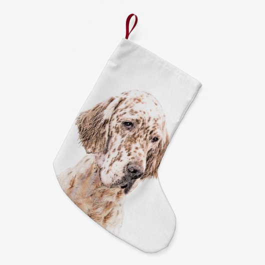 Engelse Setter Oranje Belton Painting Dog Art Kleine Kerstsok (Voorkant (Hangend))