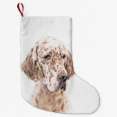 Engelse Setter Oranje Belton Painting Dog Art Kleine Kerstsok (Voorkant)