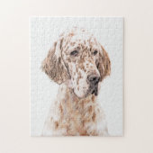 Engelse Setter Oranje Belton Painting Dog Art Legpuzzel (Verticaal)