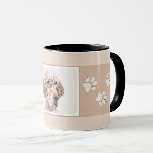 Engelse Setter Oranje Belton Painting Dog Art Mok (Voorkant rechts)