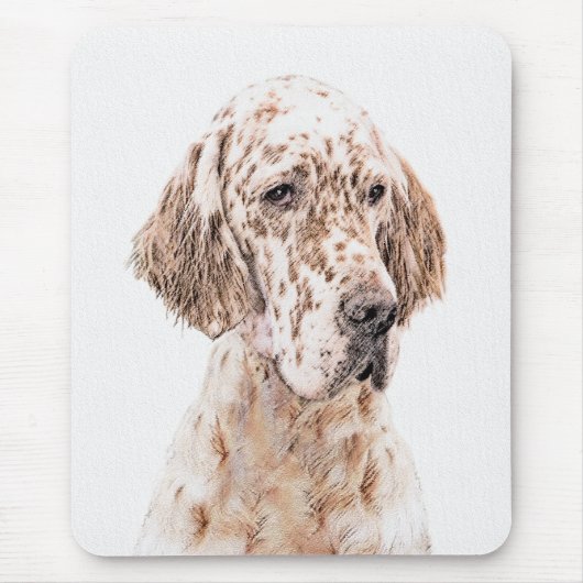 Engelse Setter Oranje Belton Painting Dog Art Muismat (Voorkant)