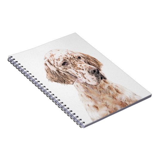 Engelse Setter Oranje Belton Painting Dog Art Notitieboek (Rechterzijde)
