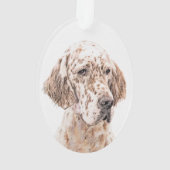 Engelse Setter Oranje Belton Painting Dog Art Ornament (achterkant)