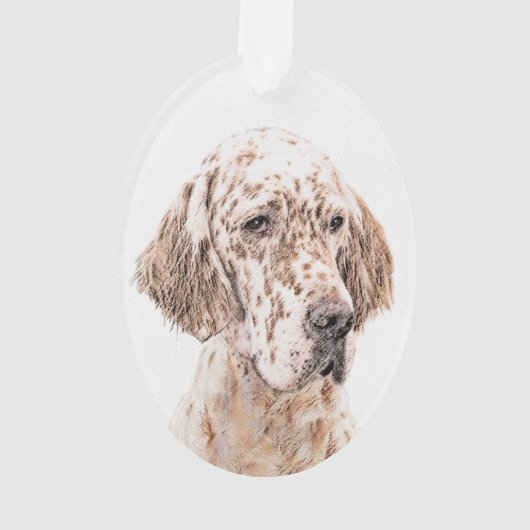 Engelse Setter Oranje Belton Painting Dog Art Ornament (achterkant)