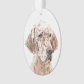 Engelse Setter Oranje Belton Painting Dog Art Ornament (voorkant)