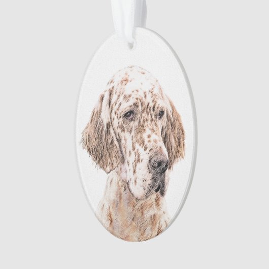Engelse Setter Oranje Belton Painting Dog Art Ornament (voorkant)