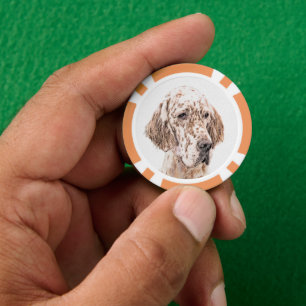 Engelse Setter Oranje Belton Painting Dog Art Poker Chips
