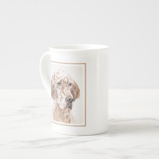 Engelse Setter Oranje Belton Painting Dog Art Porselein Kop (Links)