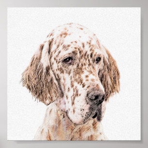 Engelse Setter Oranje Belton Painting Dog Art Poster