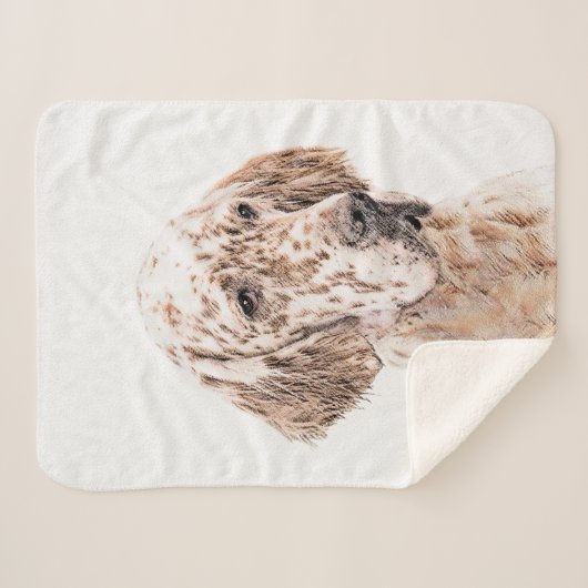 Engelse Setter Oranje Belton Painting Dog Art Sherpa Deken (Voorkant (horizontaal))