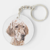 Engelse Setter Oranje Belton Painting Dog Art Sleutelhanger (Achterkant)