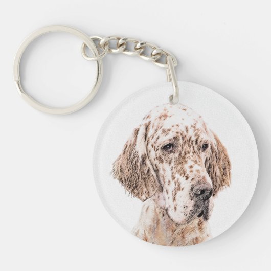 Engelse Setter Oranje Belton Painting Dog Art Sleutelhanger (Voorkant)
