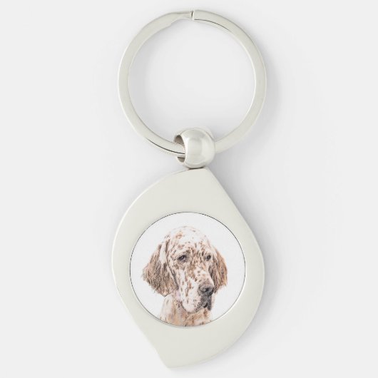 Engelse Setter Oranje Belton Painting Dog Art Sleutelhanger (Voorkant)