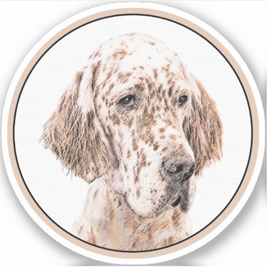 Engelse Setter Oranje Belton Painting Dog Art Sticker (Voorkant)