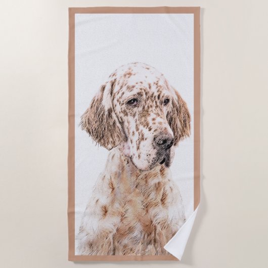 Engelse Setter Oranje Belton Painting Dog Art Strandlaken (Voorkant)