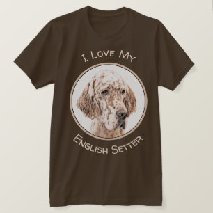 Engelse Setter Oranje Belton Painting Dog Art T-shirt