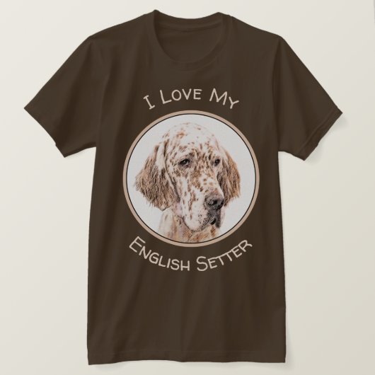 Engelse Setter Oranje Belton Painting Dog Art T-shirt (Design voorkant)