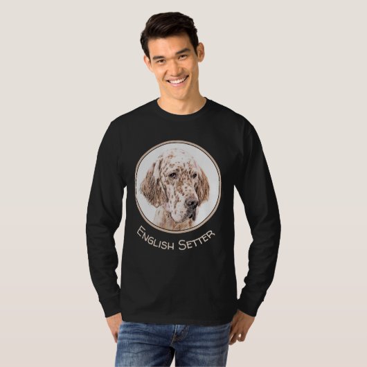 Engelse Setter Oranje Belton Painting Dog Art T-shirt (Voorkant volledig)
