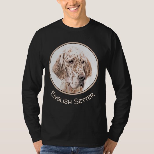 Engelse Setter Oranje Belton Painting Dog Art T-shirt (Voorkant)
