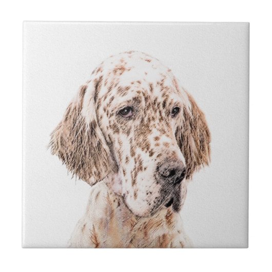 Engelse Setter Oranje Belton Painting Dog Art Tegeltje (Voorkant)