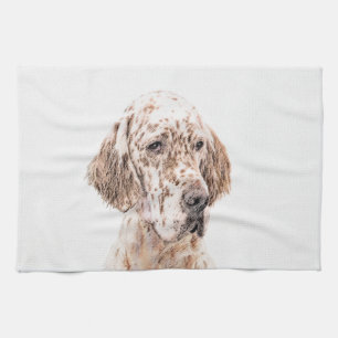 Engelse Setter Oranje Belton Painting Dog Art Theedoek