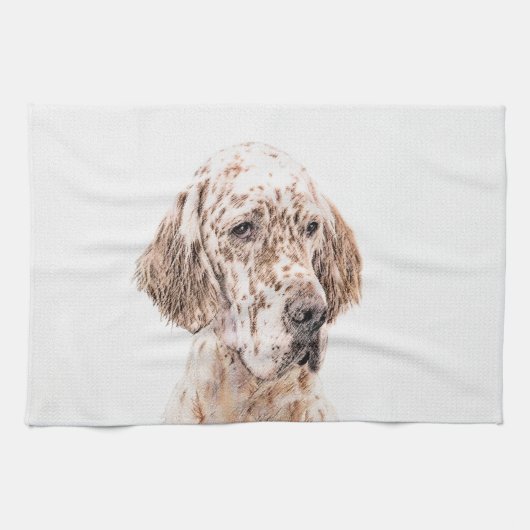 Engelse Setter Oranje Belton Painting Dog Art Theedoek (Horizontaal)