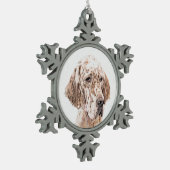Engelse Setter Oranje Belton Painting Dog Art Tin Sneeuwvlok Ornament (Links)