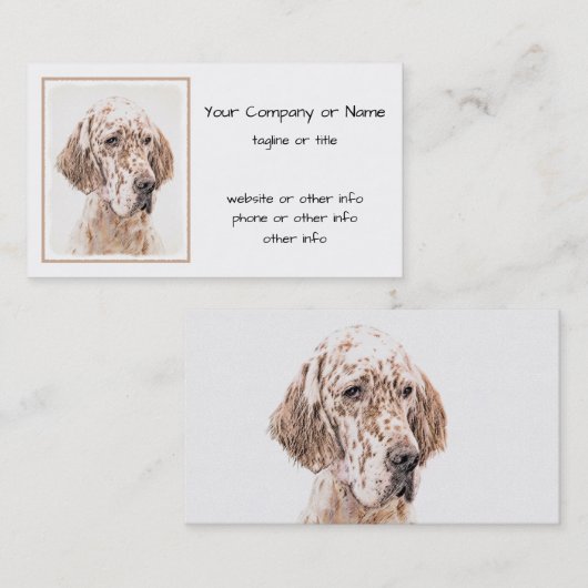 Engelse Setter Oranje Belton Painting Dog Art Visitekaartje (Voorkant / Achterkant)