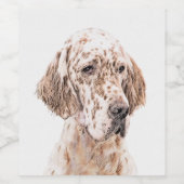 Engelse Setter Oranje Belton Painting Dog Art Wijn Etiket (Enkel label)