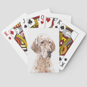 Engelse Setter Oranje Belton Schilderij Honden Kun Pokerkaarten