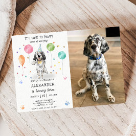 Engelse Setter Pawty Dog Puppy Verjaardag Blauw Fo Kaart