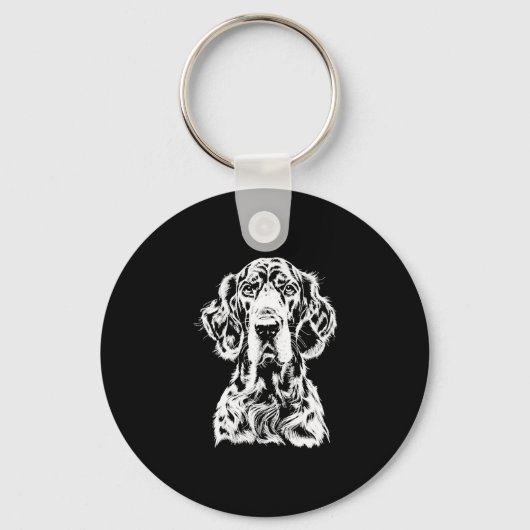 Engelse Setter Portret Minimalistische Kleding Sleutelhanger (Voorkant)