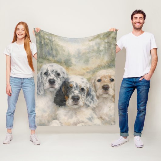 Engelse Setter Puppies Fleece Deken (In situ)