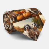 Engelse Setter Puppy Autumn Delight Pumpkin Stropdas (Opgerold)