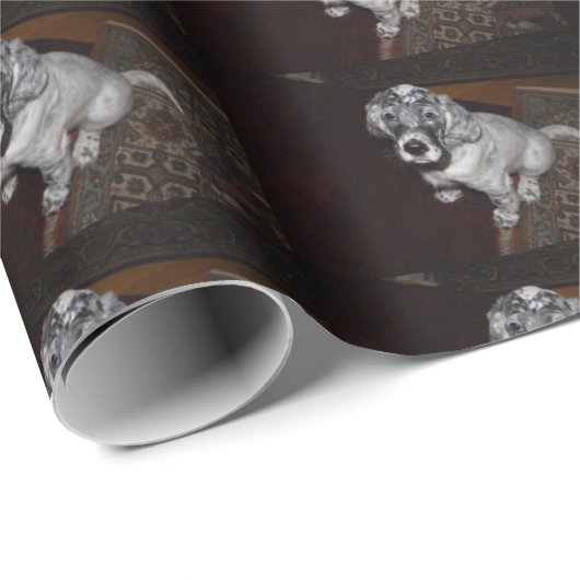 Engelse Setter Puppy Cadeaupapier (Rol Hoek)