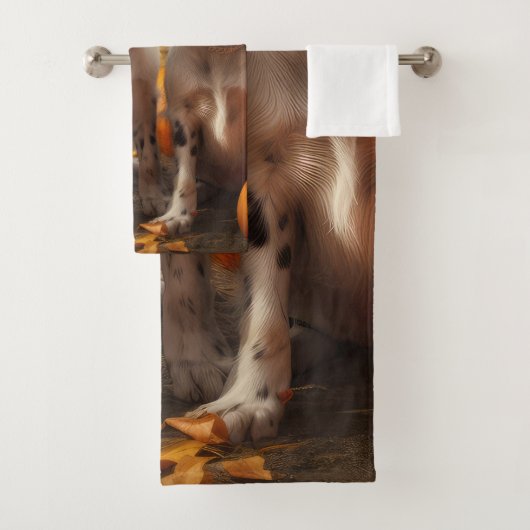 Engelse Setter Puppy Herfst Delight Pompoen Bad Handdoek (Insitu)