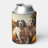 Engelse Setter Puppy Herfst Delight Pompoen Blikjeskoeler (Blikje Voorkant)