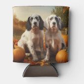 Engelse Setter Puppy Herfst Delight Pompoen Blikjeskoeler (Voorkant)