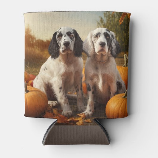 Engelse Setter Puppy Herfst Delight Pompoen Blikjeskoeler (Voorkant)