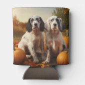 Engelse Setter Puppy Herfst Delight Pompoen Blikjeskoeler (Achterkant)
