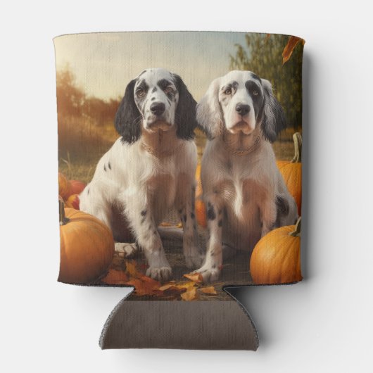 Engelse Setter Puppy Herfst Delight Pompoen Blikjeskoeler (Achterkant)