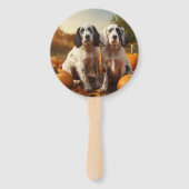 Engelse Setter Puppy Herfst Delight Pompoen Handwaaier (Achterkant)