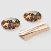 Engelse Setter Puppy Herfst Delight Pompoen Handwaaier (Niet-gemonteerd)