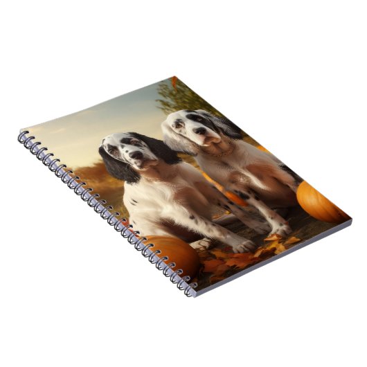 Engelse Setter Puppy Herfst Delight Pompoen Notitieboek (Rechterzijde)