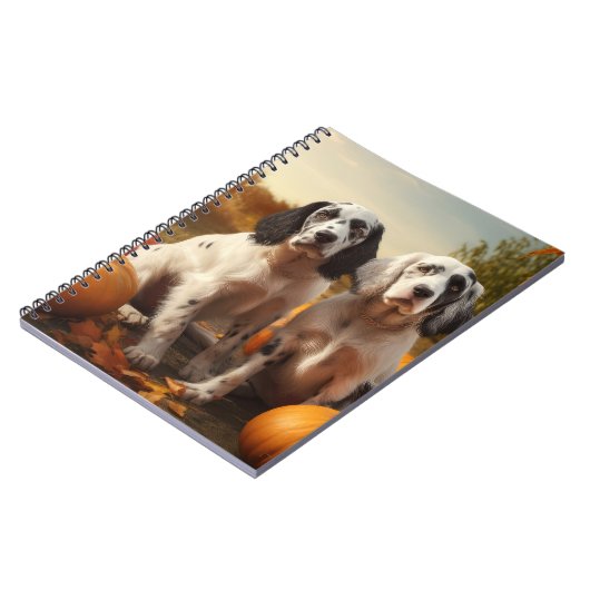 Engelse Setter Puppy Herfst Delight Pompoen Notitieboek (Linkerzijde)
