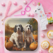 Engelse Setter Puppy Herfst Delight Pompoen Papieren Bordje (Feest)