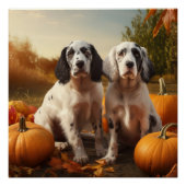 Engelse Setter Puppy Herfst Delight Pompoen Perfect Poster (Voorkant)