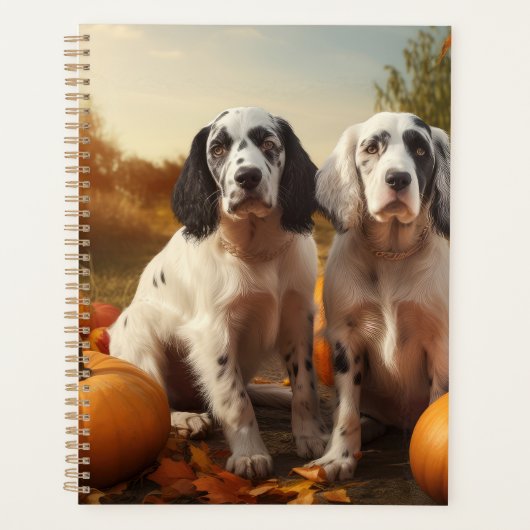 Engelse Setter Puppy Herfst Delight Pompoen Planner (Voorkant)
