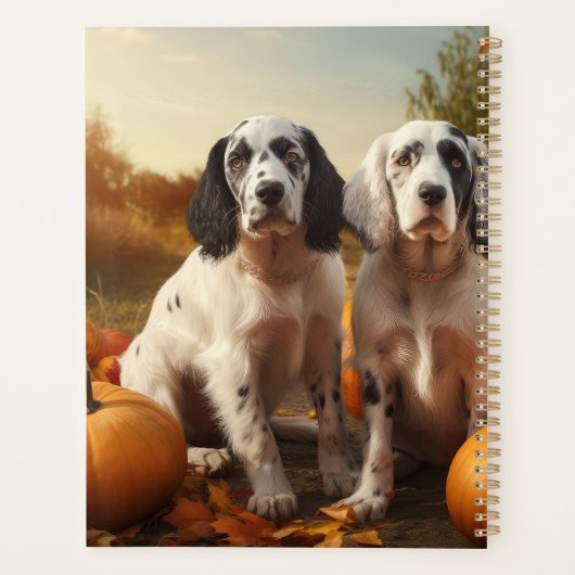 Engelse Setter Puppy Herfst Delight Pompoen Planner (Achterkant)